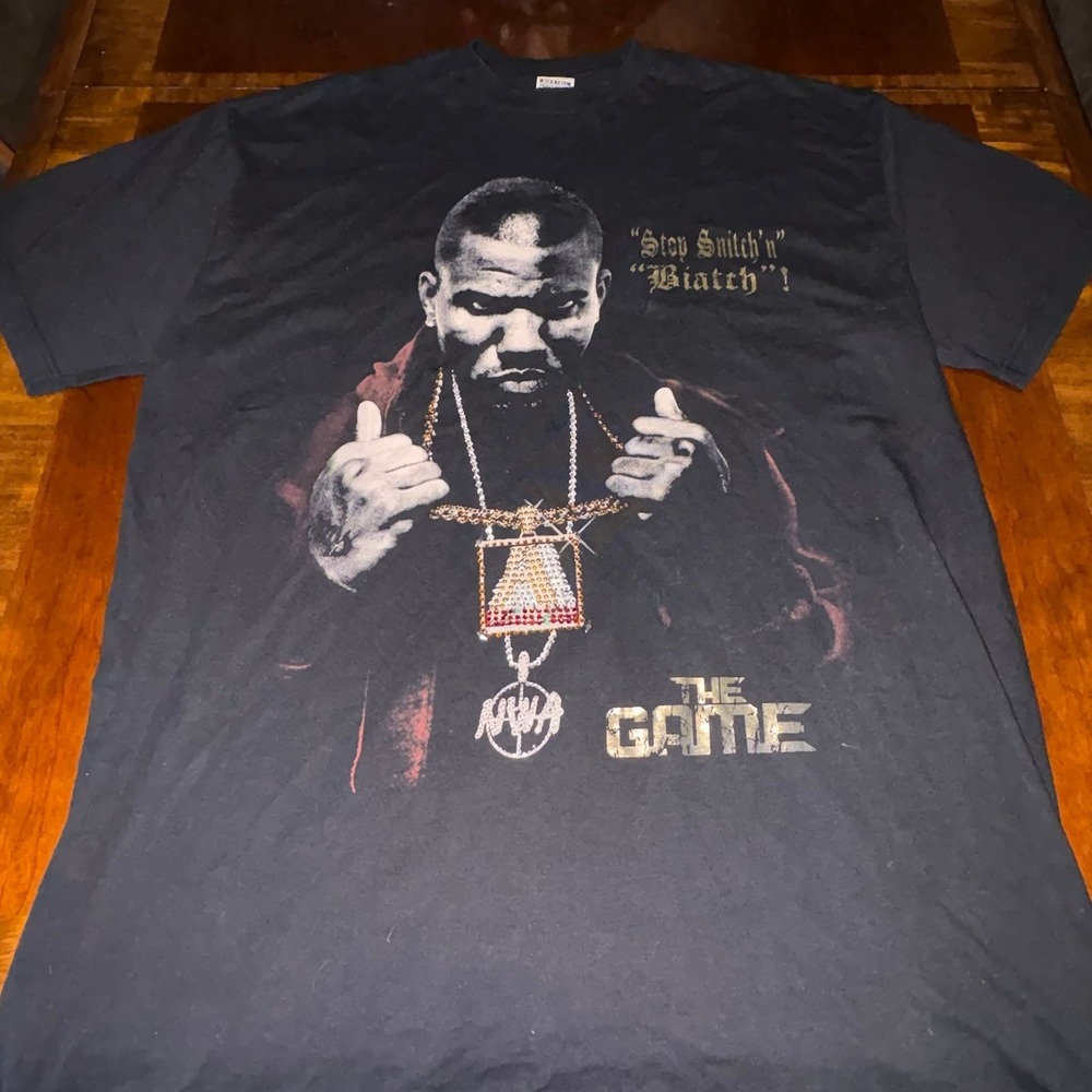 The Game Rap Tee "Stop Snitch'n Biatch" Graphic Shirt 4XL Hip Hop